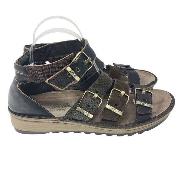 Naot Begonia Sandals Gladiator Brown Leather Ankle Strap Comfort EU 40 US 9-9.5 - Picture 1 of 14
